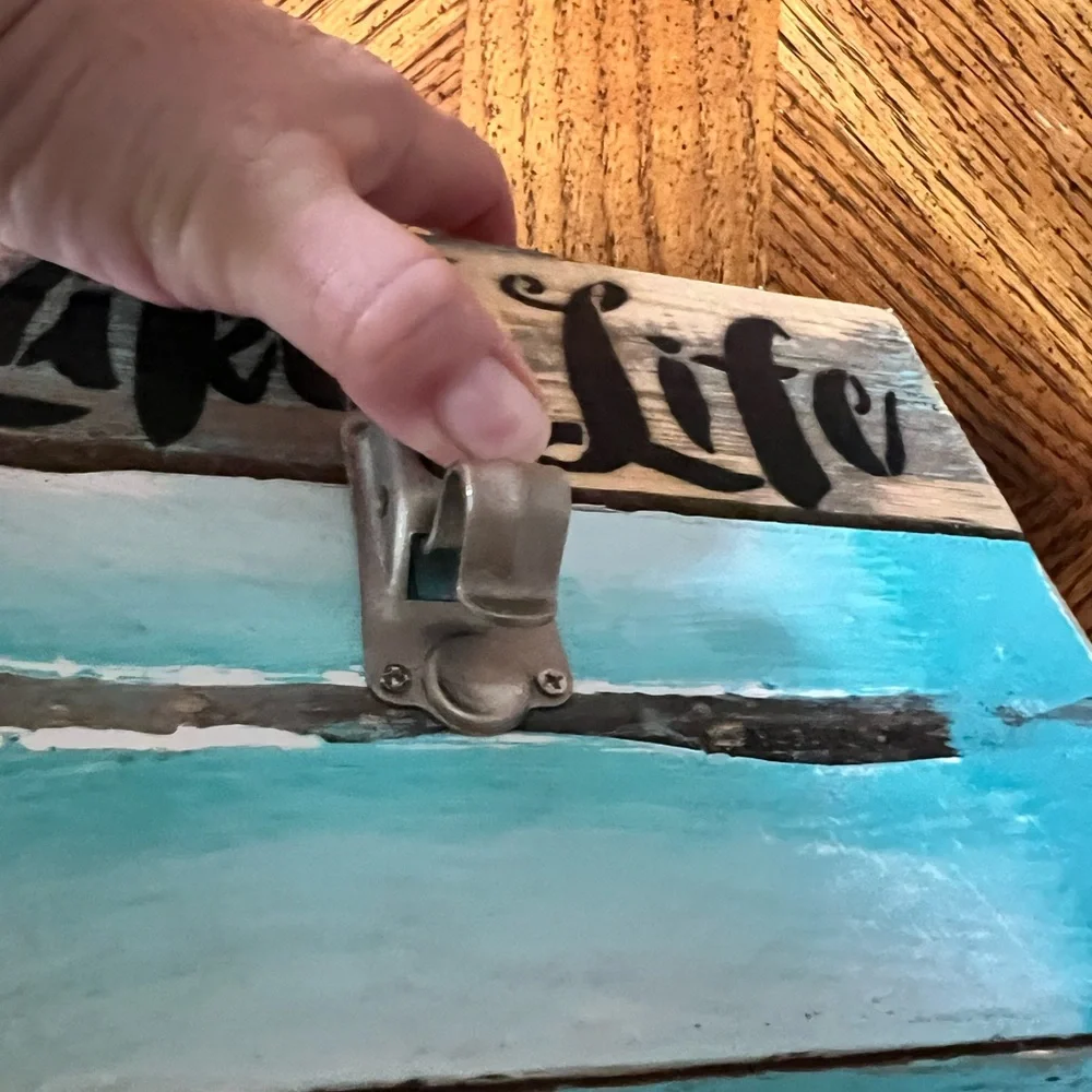 Rustic Lake Life Wall Hook with Clip 8x8
